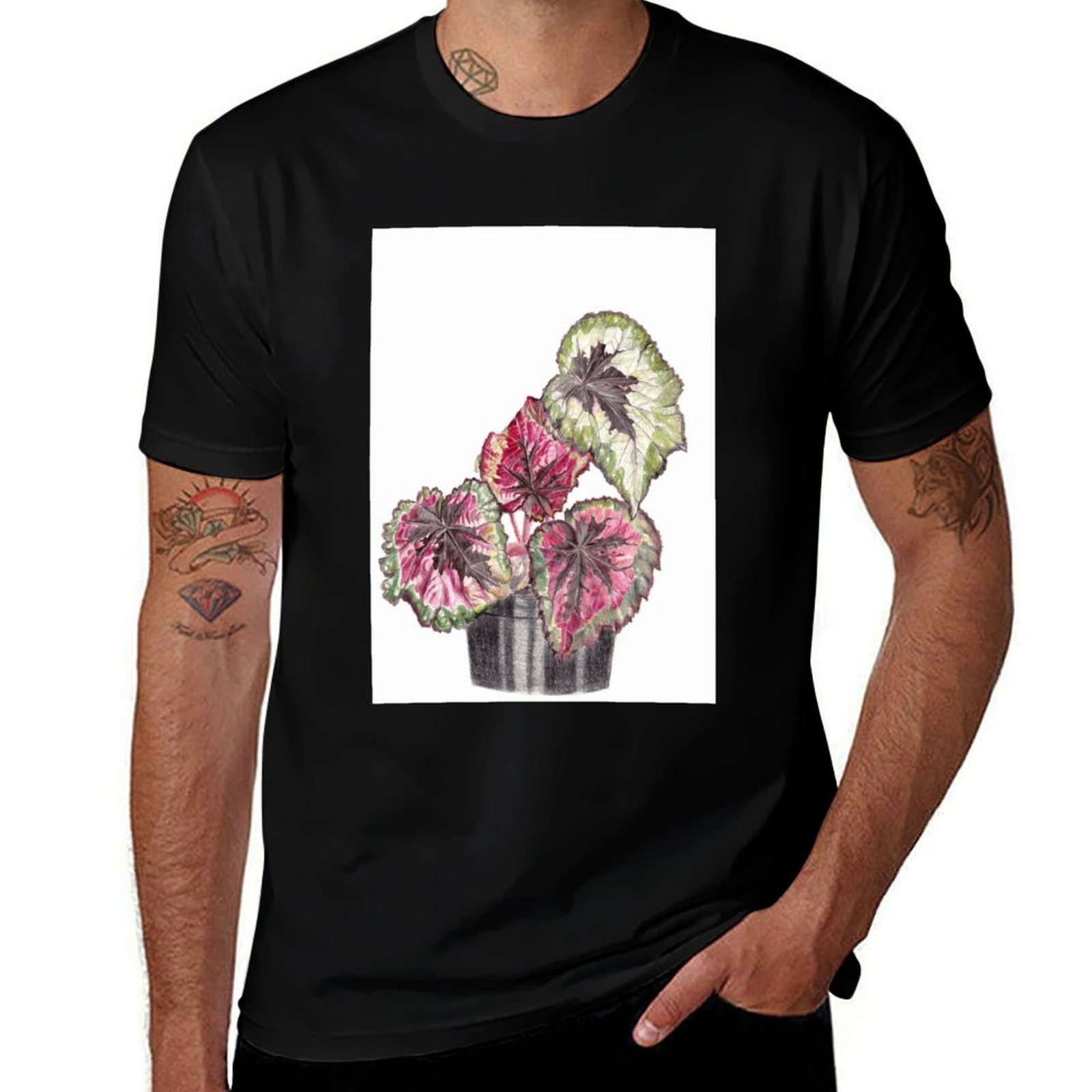 Begonia Rex - Begonia Rex Tişört Rahat Esnek Tişört